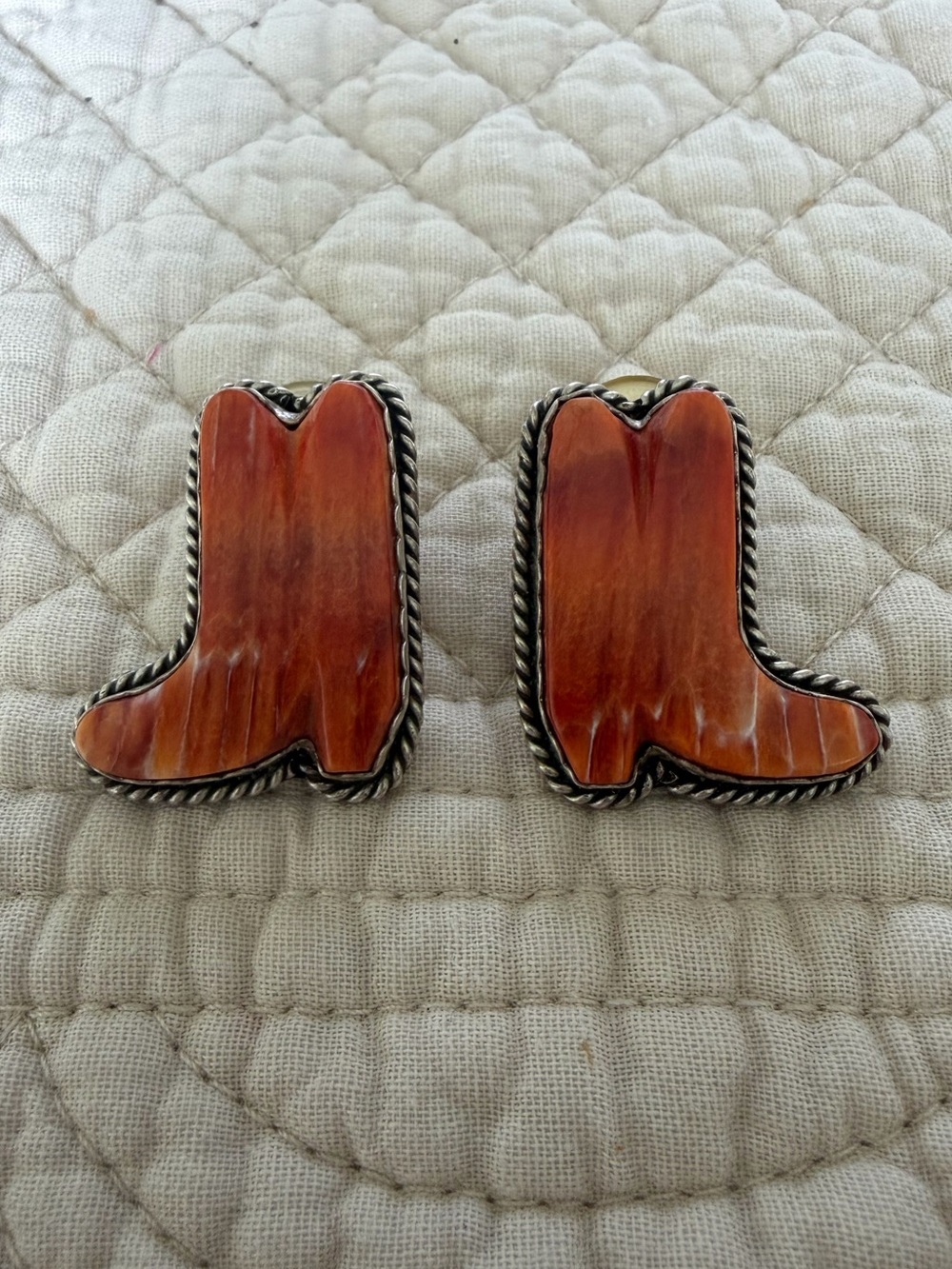 Joan Slifka Designs Sterling Silver Spiny Oyster Cowboy Cowgirl Stud Earrings